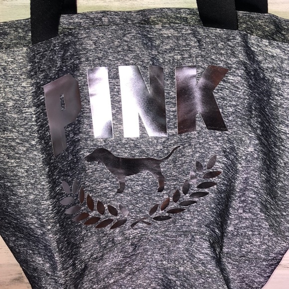 Victorias Secret PINK tote bag full zip top marled gray PINK Dog Logo Travel - Picture 2 of 6